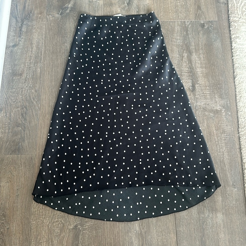 Abercrombie and fitch xs satin black white polka dot skirt like new